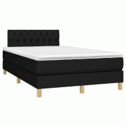 Décoshop26 - Cadre de lit LED avec sommier tête de lit matelas 120 x 200 cm tissu noir TDL0209283 - noir 3001708247763