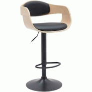 Décoshop26 - Tabouret de bar x1 design scandinave en PVC noir et structure en bois clair pieds métal noir 10_0005035 - noir 3000252421919 Décoshop26 - Tabouret de bar x1 design scandinave en PVC noir et structure en bois clair pieds métal noir 10_0005035 - noir 3000252421919