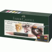 FABER-CASTELL Boîte de 5 marqueurs peinture Albrecht Dürer, double pointe, encres assorties portrait - 160307