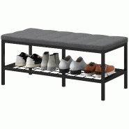 Helloshop26 - Banc à chaussures d'entrée couloir 90 x 41 x 40 cm assise rembourrée rangement aéré style scandinave en polyester gris 21_0002726 -