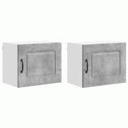 Helloshop26 - Lot de 2 armoires murales de cuisine moderne avec grand espace de stockage 50 x 31 x 40 cm en bois gris béton 02_0053580 - gris Bois ma