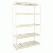 SimonRack Rayonnage industriel, 2000x1200x450 mm, 400 kg au point de flexion, 5 étagères métalliques, rayonnage garage, Blanc/Galvanisé- Ecoforte