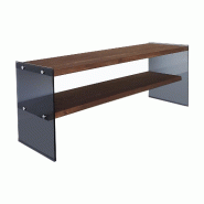 WellHome - Meuble TV en pin massif couleur noyer 120x45x35 cm - marron WH1516