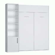 COMPOSITION ARMOIRE LIT DYNAMO BLANC MAT COUCHAGE 140 X 200 CM COLONNE BIBLIOTHÈQUE