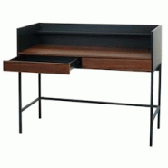 Décoshop26 - Bureau table d'ordinateur avec 2 tiroirs et espace de rangement 120x50 cm MDF aspect noyer et métal 04_0006057 - 3000261621355 Décoshop26 - Bureau table d'ordinateur avec 2 tiroirs et espace de rangement 120x50 cm MDF aspect noyer et métal 04_0006057 - 3000261621355