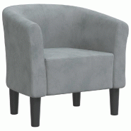 Décoshop26 - Fauteuil lounge de chambre salon assise confortable design moderne en velours gris DEC026453 - gris 3000255827275