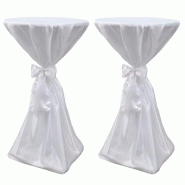 Décoshop26 - Housse de table blanche avec ruban Ø70 cm 2 pièces DEC022485 - blanc 3001287269606 Décoshop26 - Housse de table blanche avec ruban Ø70 cm 2 pièces DEC022485 - blanc 3001287269606