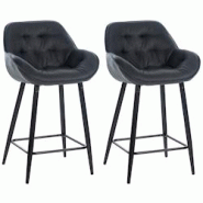 Décoshop26 - Lot de 2 tabourets de bar chaises hautes assise effet capitonnée en tissu gris foncé et métal noir 10_0004166 - gris 3000251962635 Décoshop26 - Lot de 2 tabourets de bar chaises hautes assise effet capitonnée en tissu gris foncé et métal noir 10_0004166 - gris 3000251962635