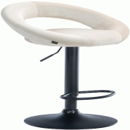 Décoshop26 - Tabouret de bar x1 assise ronde et style contemporain en velours crème et métal noir 10_0005740 - beige métal 3000265189905