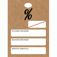 Etiquettes à trou % avec prix barrés kraft lisse / noir 55x40mm - par 250