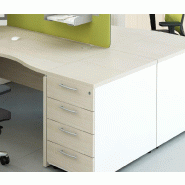 Grand caisson 4 tiroirs - MDD - Bouleau clair, Gris aluminium_0