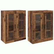 Helloshop26 - Lot de 2 armoires murales pratiques style contemporain 69,5 x 34 x 90 cm en bois d'ingénierie bois ancien 02_0056067 - verre 3000239341