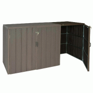 Mendler XL habillage de poubelle en WPC pour 1/2 personnes extension HWC-J28, Premium Mülltonnenbox, métal aspect bois ~ brun - marron métal 76041+