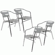 Pack 4 fauteuils d'extérieur Bruxelles en aluminium
