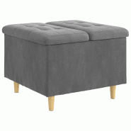 Pouf de rangement Gris foncé 60 x 60 x 45 cm Velours Modèle Apex Vent Élite - 8721359493740