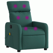 VidaXL Fauteuil de massage inclinable Vert foncé Tissu Modèle Belmontel - 8721012371378