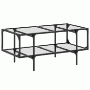 VidaXL Table basse avec dessus en verre transparent 98,5x50x45cm acier Modèle Panorama Moderne - 846042