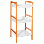 WellHome Exclusive S Étagère de salle de bain à 3 niveaux en bambou - blanc multi-matériau CH2440