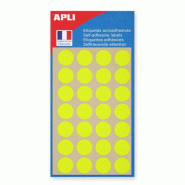 Apli Lot de 5 Etui de 140 pastilles adhésives jaune fluo, diam. 15 mm (5 feuilles / cdt) - 3270241118629