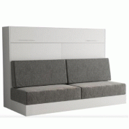 ARMOIRE LIT ESCAMOTABLE VERTIGO SOFA BLANC CANAPÉ GRIS COUCHAGE 160*200 CM