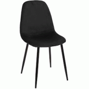 Chaise en métal assise en velours Leaf The Home Deco Factory - noir 3664944427582 Chaise en métal assise en velours Leaf The Home Deco Factory - noir 3664944427582
