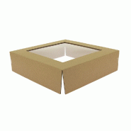 Cloche carton micro cannelure kraft avec fenêtre pour plateau 27x27x7cm -par 20
