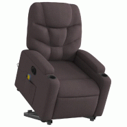 Fauteuil inclinable de massage électrique Marron foncé Tissu Modèle Wagram - 8721012171251