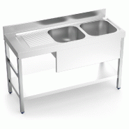 FRICOSMOS Evier à encastrer avec étagère.2C,EI 1400x550x850 mm. Dimensions cuve 400x400x00x250 mm. - inox 052008OST