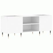 Helloshop26 - Armoire à disques pratique rangement 121 x 38 x 48 cm finition mate style industriel en bois blanc 02_0049086 - blanc Bois massif 30002