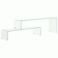 Helloshop26 - Ensemble de table basse lot de 2 90 x 30 x 20/110 x 30 x 40cm Verre trempé Transparent 02_0042114 - 3000213654073 Helloshop26 - Ensemble de table basse lot de 2 90 x 30 x 20/110 x 30 x 40cm Verre trempé Transparent 02_0042114 - 3000213654073