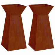 Helloshop26 - Lot de 2 jardinières piliers design contemporain extérieur 35 x 35 x 73 cm en matériaux argent 02_0052409 - 3000237403817