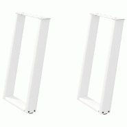 Helloshop26 - Lot de 2 pieds de table en U pour personnaliser votre table à manger 50 x 73 cm en acier blanc 02_0057067 - blanc acier 3000239844892