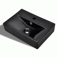 Helloshop26 - Vasque à trou de trop-plein/robinet  pour salle de bain 46,5 x 32 cm céramique 02_0002508 - 3000100051534