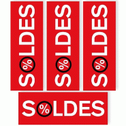 Kit affiches Soldes fond rouge x4 affiches 30x82cm