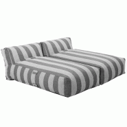 Oviala Business Salon de jardin modulable avec 2 méridiennes rayées gris - gris polyester 115631