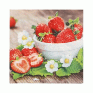 Papstar 200 serviettes, 3 plis, pliage 1/4, 33 cm x 33 cm « Strawberry Taste » - rouge papier 89475