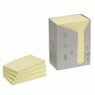 Post-it Lot de 16 blocs 100 notes adhésives Recyclées, 76x127 mm, jaune - 655-1T