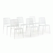 RATTATAN Set 6 Chaises Empilables en Polypropylène avec fibre de verre pour Jardin ou intérieur, hydrofuges et résistantes, design moderne - ALINA RATTATAN Set 6 Chaises Empilables en Polypropylène avec fibre de verre pour Jardin ou intérieur, hydrofuges et résistantes, design moderne - ALINA