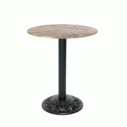 RestooTab - Table Versailles Ø60cm décor marbre grec chants couleur laiton - marron fonte TB-VRS-R60M-MB.GRE-LAI