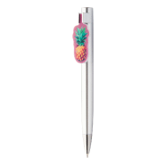 Stylo à bille en plastique argenté - clip sur mesure - marquage UV LED - encre bleue - minimum 100 pcs