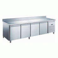 Table réfrigérée inox positive avec évaporateur ventilé - 4 portes - 553 litres - Avec dosseret - GN4201X