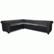 VidaXL Canapé d'angle Chesterfield 6 places Cuir synthétique Noir    Modèle Graciane - 243617