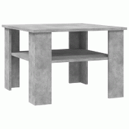 VidaXL Table basse Gris béton 60x60x42 cm Bois d’ingénierie Modèle Atlas Office Pro Urban - 800211
