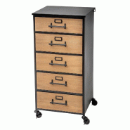 WellHome - Caisson à tiroirs en métal et bois 42x37x87,5 cm - multi-matériau WH14228