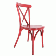 Chaise d'extérieur empilable Bayonne en aluminium finition rouge effet vintage