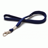 Cordon textile uni pour badge avec crochet métal, disponible en plusieurs coloris - Largeur 12 mm