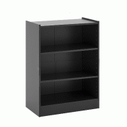 COSTWAY Librairie Étagères à pied 3 niveaux Étagère avec étagères réglables pour salon chambre studio 30 x 50 x 75 cm Noir - noir Bois manufac