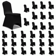 Décoshop26 - Housses élastiques de chaise Noir 30 pièces DEC022535 - noir 3001282269601