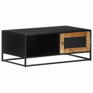 Décoshop26 - Table basse de salon design moderne 90 x 50 x 35 cm bois de manguier marron et fer DEC037225 - marron Bois massif 3000263168230
