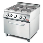 Fourneau électrique sur four statique - 4 plaques de cuisson 2.6 kW - Four 6 kW - Acier inoxydable - Dimensions 800x700x850 mm Fourneau électrique sur four statique - 4 plaques de cuisson 2.6 kW - Four 6 kW - Acier inoxydable - Dimensions 800x700x850 mm